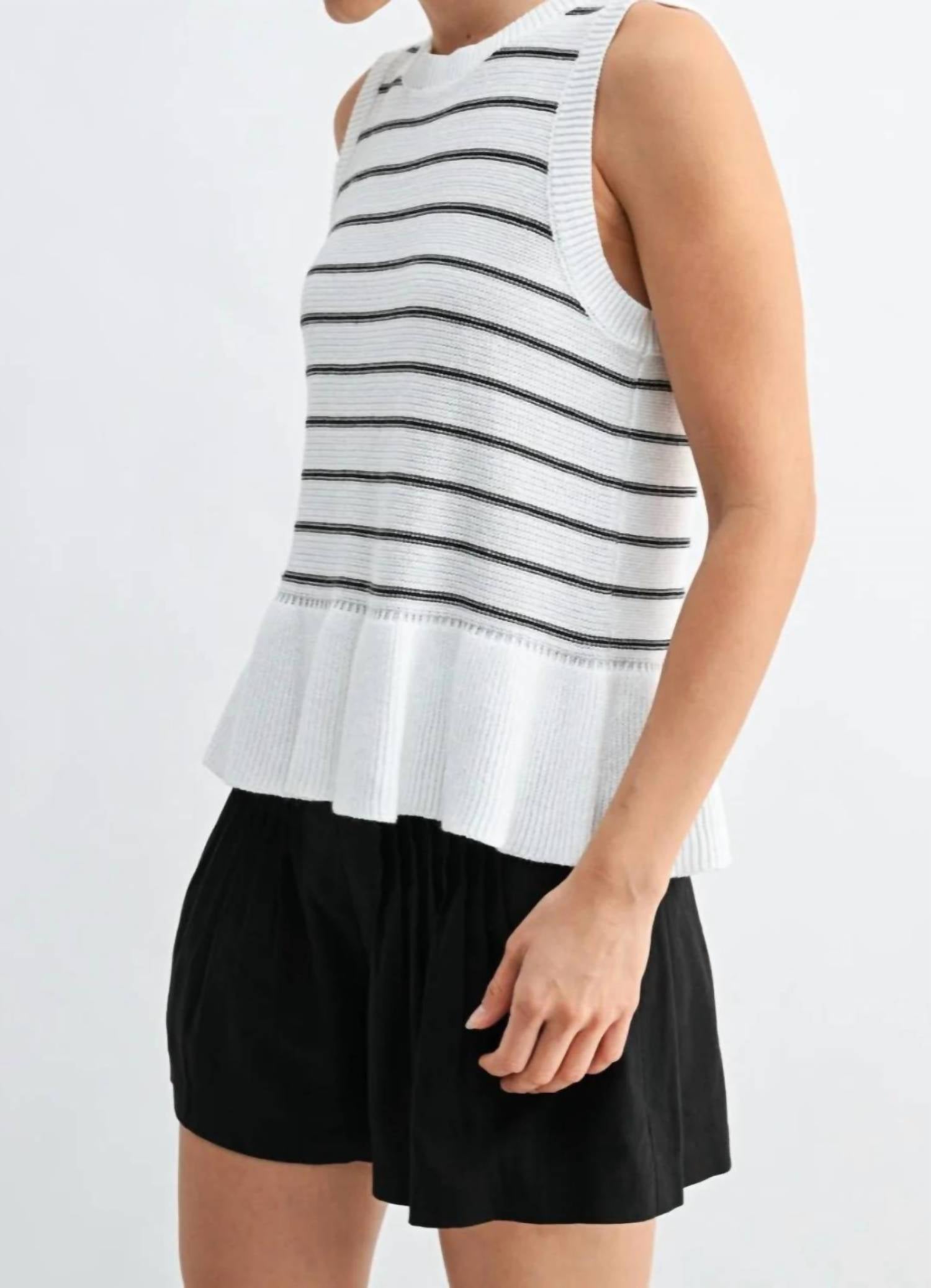 Fun 2 Fun - Striped Knitted Peplum Top