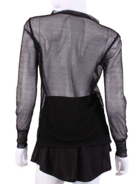 Love Love Tennis - Women's Fishnet Long Sleeve Very Vee Tee