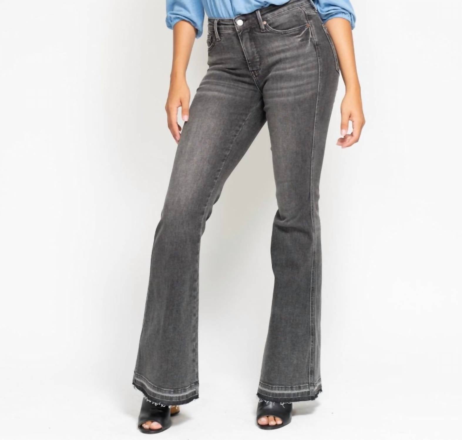 Judy Blue - Mid Rise Tummy Control Hem Release Flare Jeans