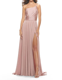 La Femme One-shoulder Jersey Gown in mauve - women's dress