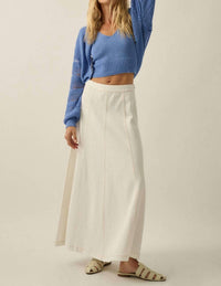 Promesa - Twill Denim Paneled A-line Maxi Skirt