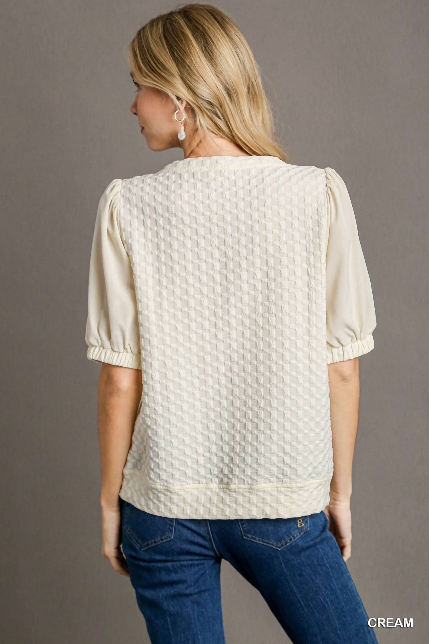 Umgee - Boxy Cut Jacquard Texture Top