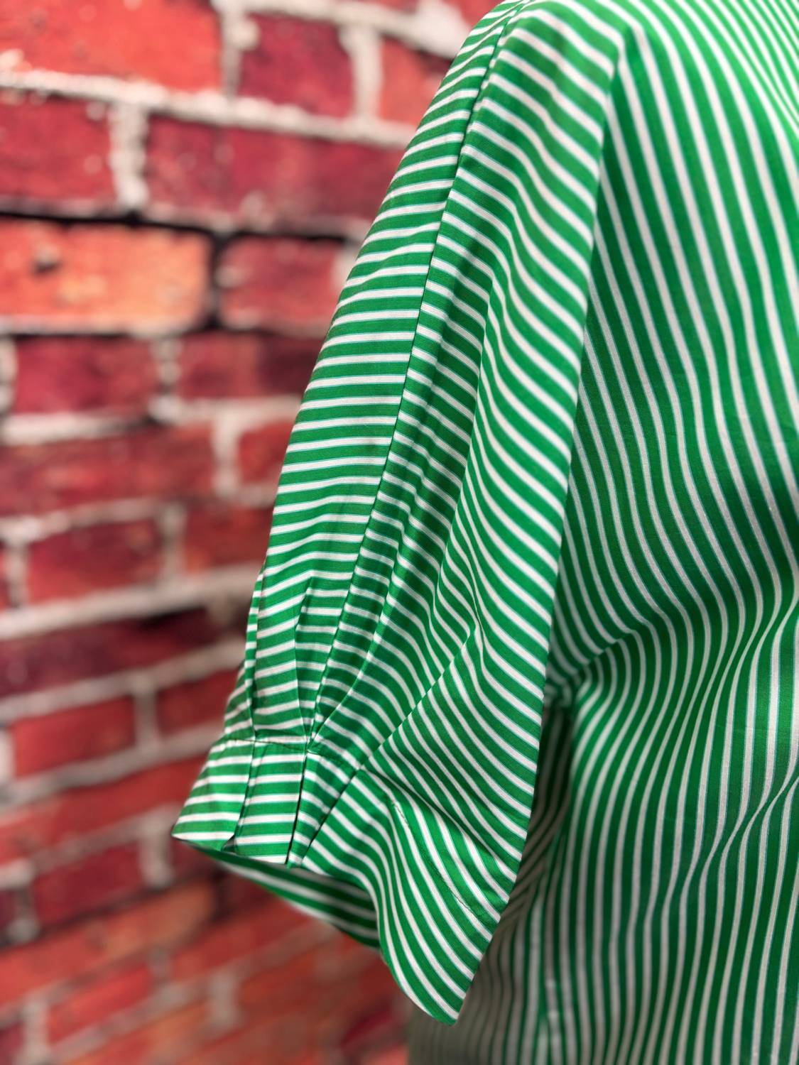 Caryn Lawn - Women's Striped Notch-neck Blouse
