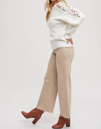 Bluivy - Crochet Contrast Knit Sweater