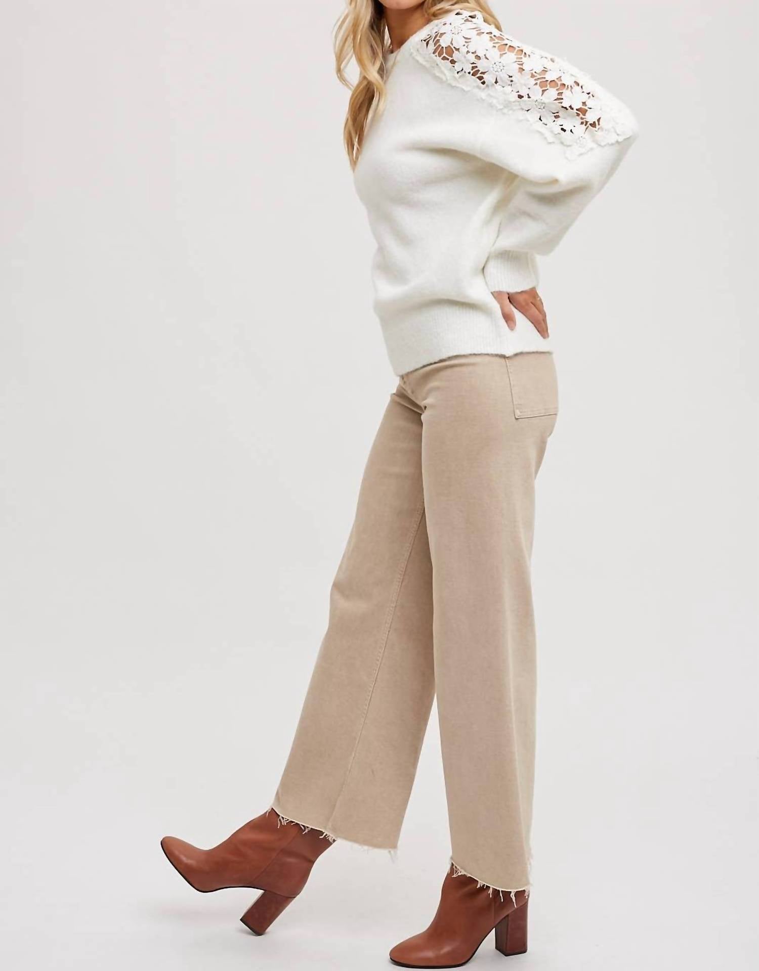 Bluivy - Crochet Contrast Knit Sweater