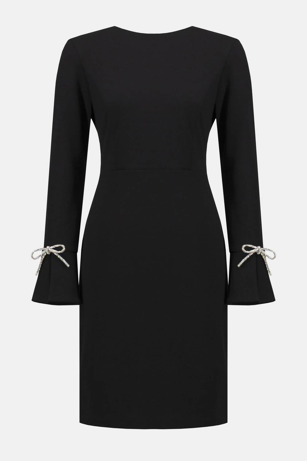Joseph Ribkoff Scuba Crepe Shift Dress With Rhinestone Bows in black - women's dress - view 5