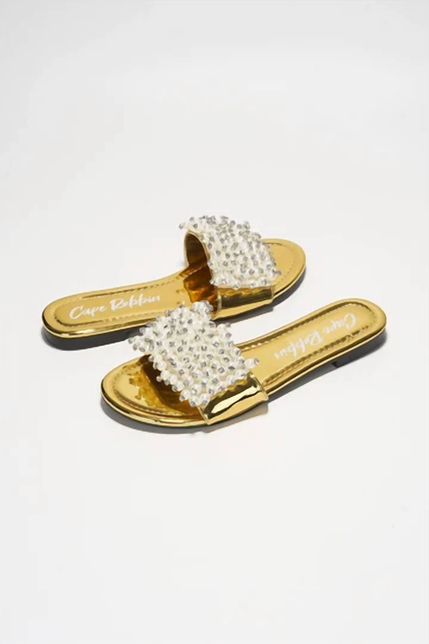 Cape Robbin - Women's Fara Pearl Studded Flat Sandal