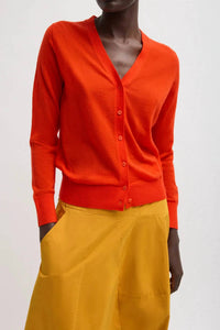 Tibi - Skinlike Mercerized Wool V-neck Shrunken Cardigan
