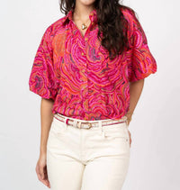 Ivy Jane Pouf Sleeve Campshirt in pink - women's shirt