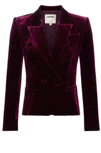 L'Agence - Marie Velvet Double Breasted Blazer Port