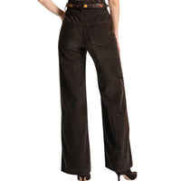 Veronica Beard Taylor Corduroy Wide-Leg Pant in dark umber - women's jeans - detail view