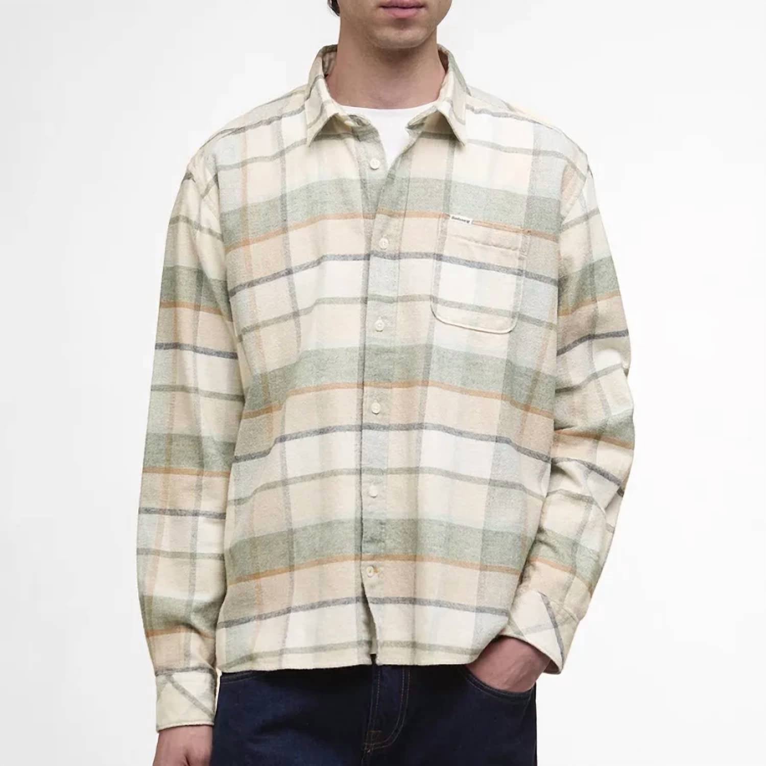 Barbour Copswell Relaxed Long-Sleeved Shirt in stone - men's shirt