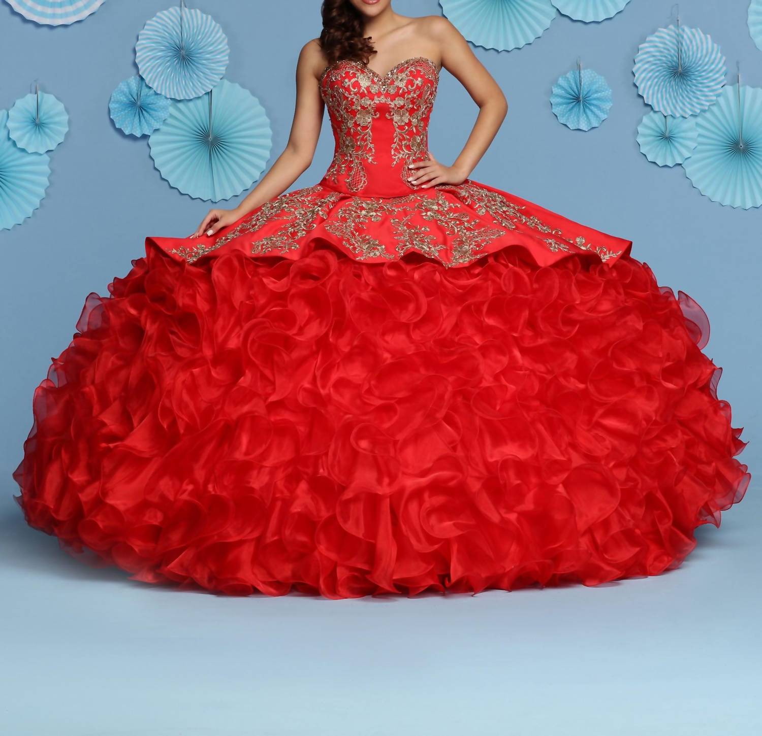 Davinci Bridal - Satin & Shimmer Organza Ball Gown