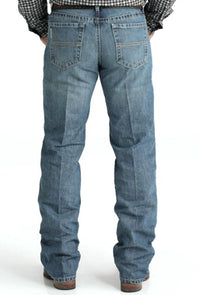 CINCH Men's Grant Medium Stonewash Relaxed Boot Cut Jeans in vintage blue - men's jeans - detail view