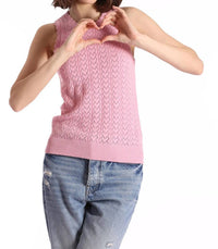 Minnie Rose - Cotton Cashmere Heart Pointelle Scalloped Tank