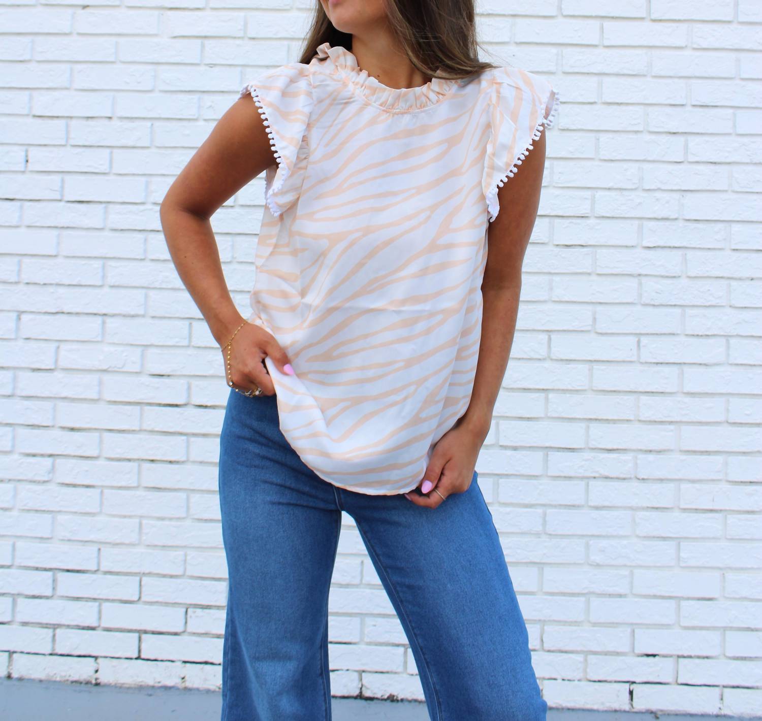 Stewart Simmons - Poly Ruffle Sleeve Blouse