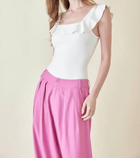 Fore - Ruffled Square Neckline Bodysuit Top