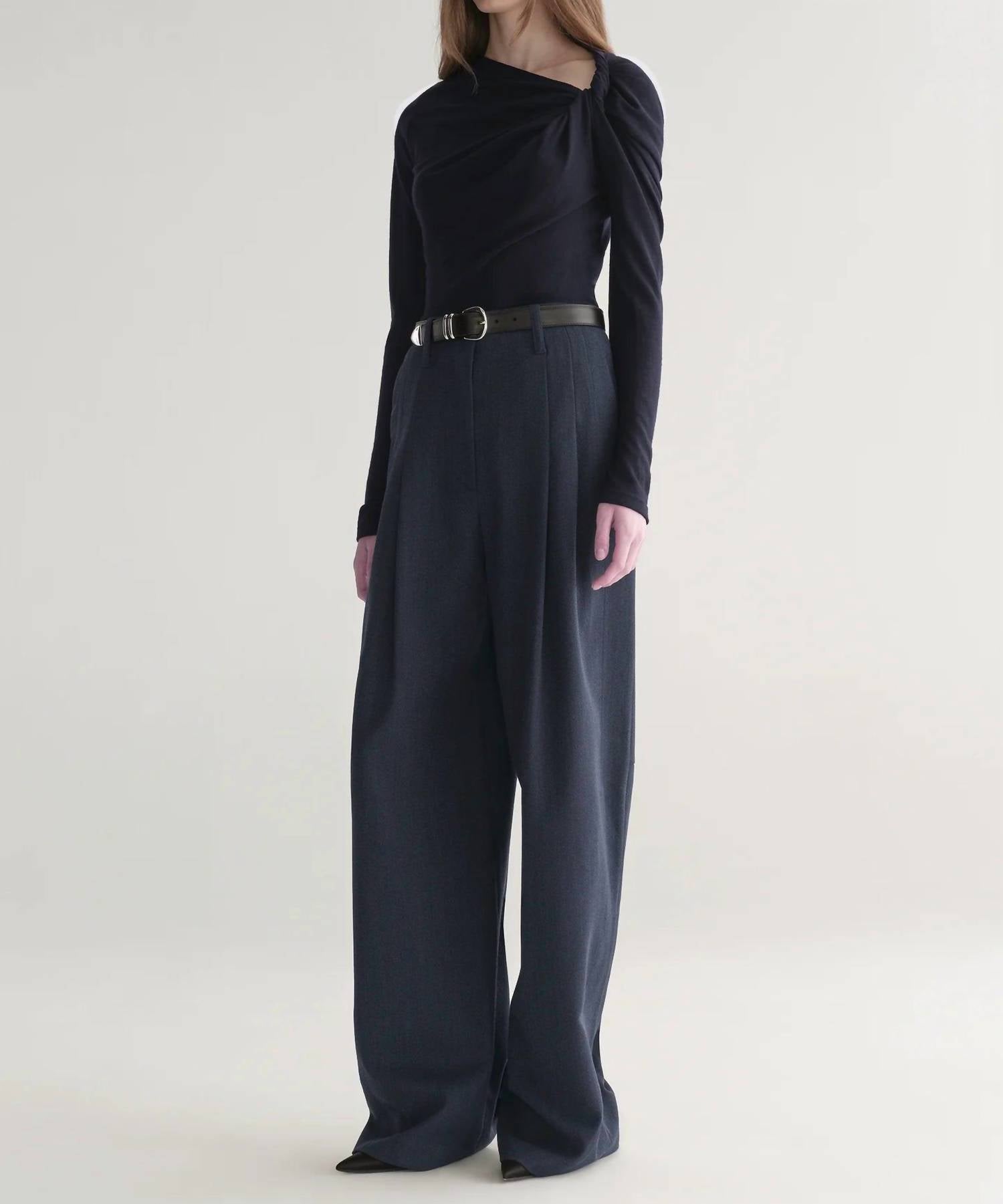 A.L.C. Women's Lizzy Top in deepnavy - women's long sleeve top - alternate view