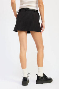Emory Park Pinstripe Mini Skirt in black - women's skirt - detail view