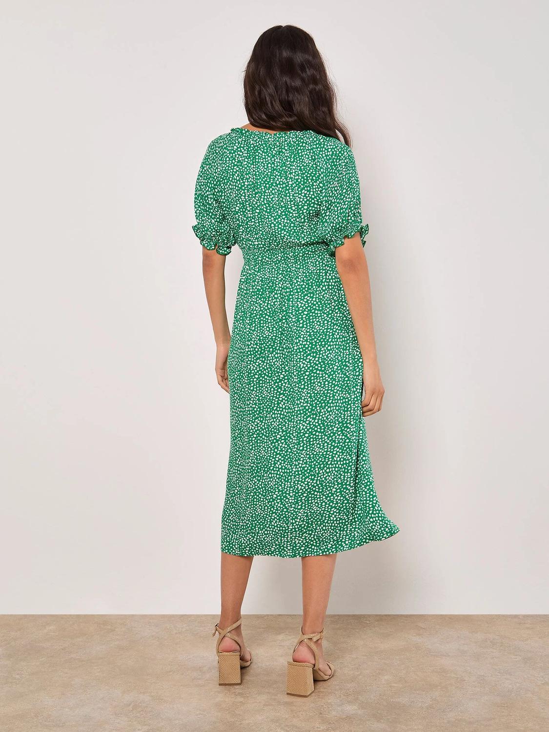 Apricot - Milkmaid Midi Spot Printed Dress