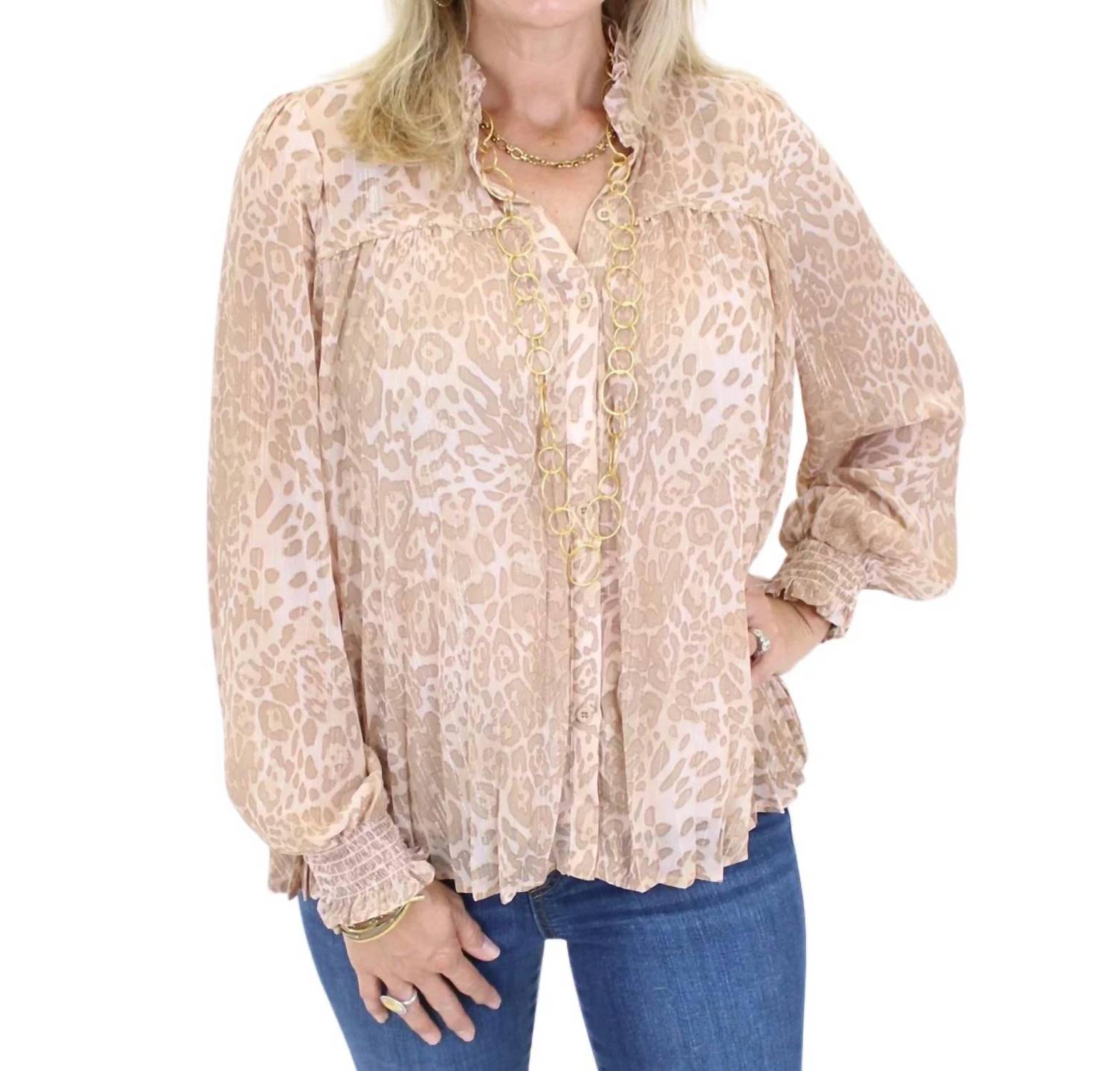 Fate By Lfd - Leopard Chiffon Shimmer Blouse