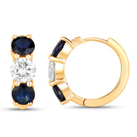 Diana M Jewels Women's Round Natural Blue Sapphire Stud Earrings (3.60 Ct) - Signature Plus in 14k yellow gold - women's jewelry - detail view