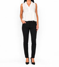 Doe And Rae - Textured Cotton Collared Split V-neck Sleeveless Top