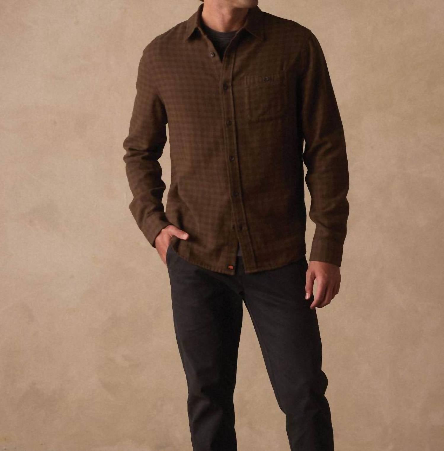 The Normal Brand Hudson Double Brushed Flannel Shirt in olive plaid - men's shirt