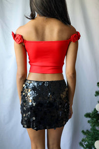 Blue Blush - Off The Shoulder Crop Top