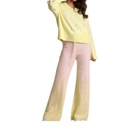 Fantastic Fawn - Knit Sweater & Pants Set With Pearl Trim