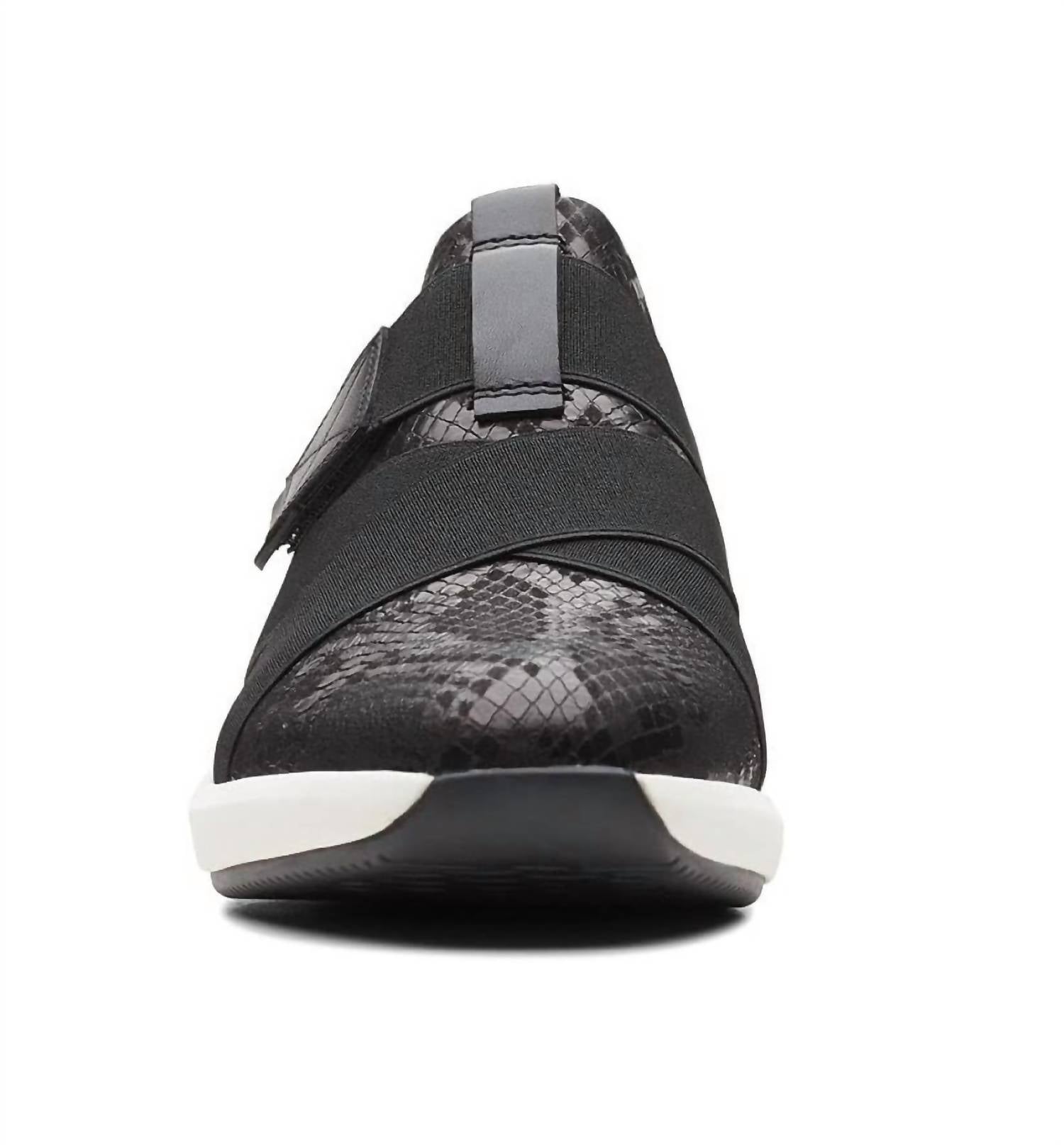 Clarks Women's Un Rio Strap Sneaker in black snake - women's sneaker - alternate view