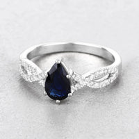 Diana M Jewels - Women's Pear Natural Blue Sapphire Fashion Ring (1.14 Ct) - Petite