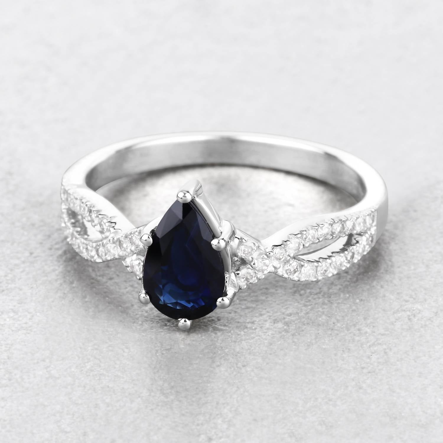 Diana M Jewels - Women's Pear Natural Blue Sapphire Fashion Ring (1.14 Ct) - Petite