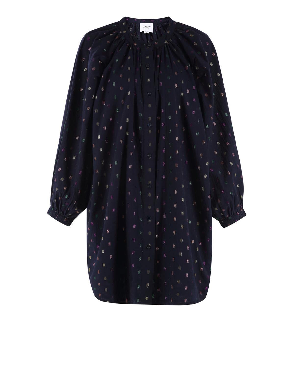 THE SHIRT Minka Dress in navy lurex - women's dress - detail view