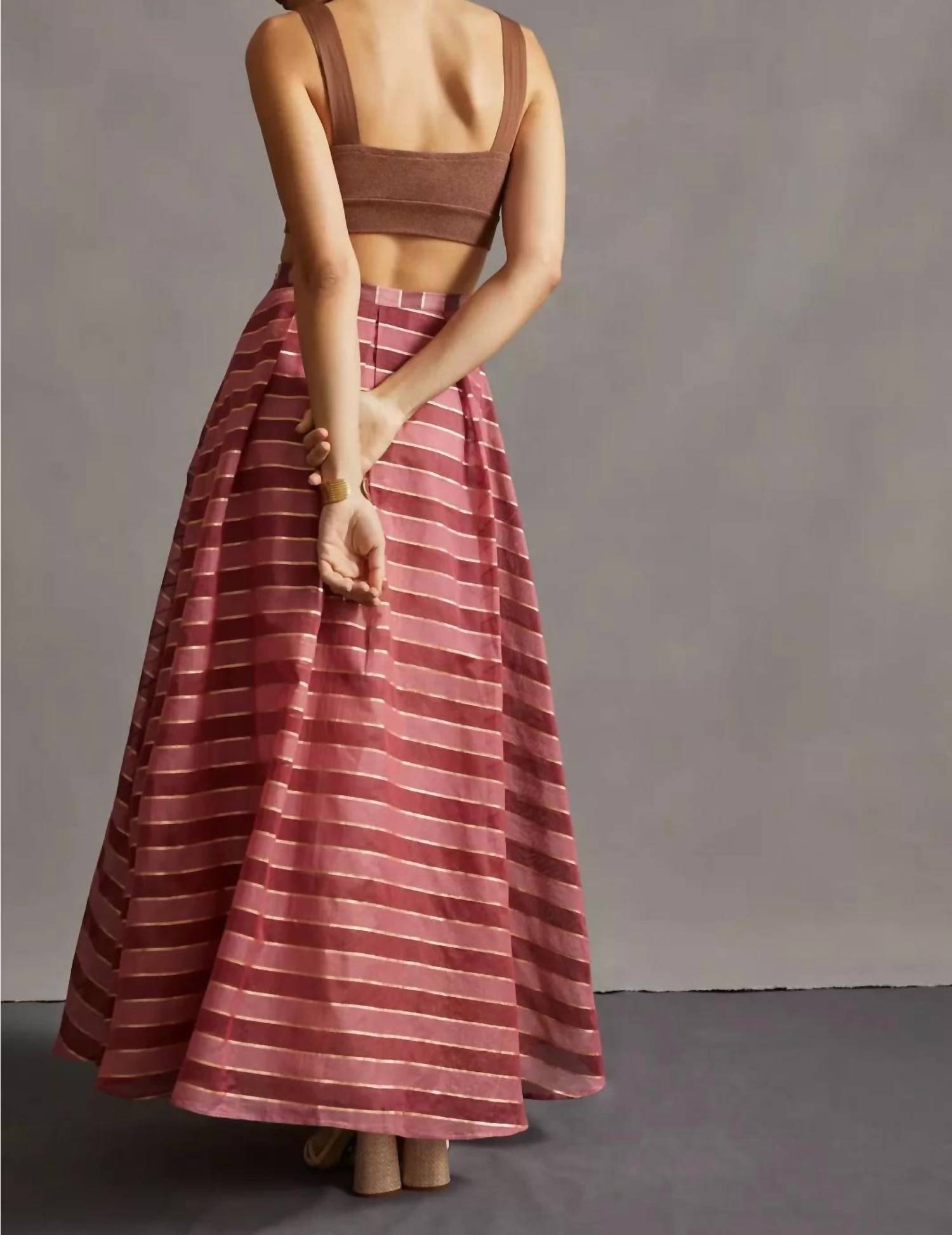 Eva Franco - Golden Cranberry Stripes Maxi Skirt