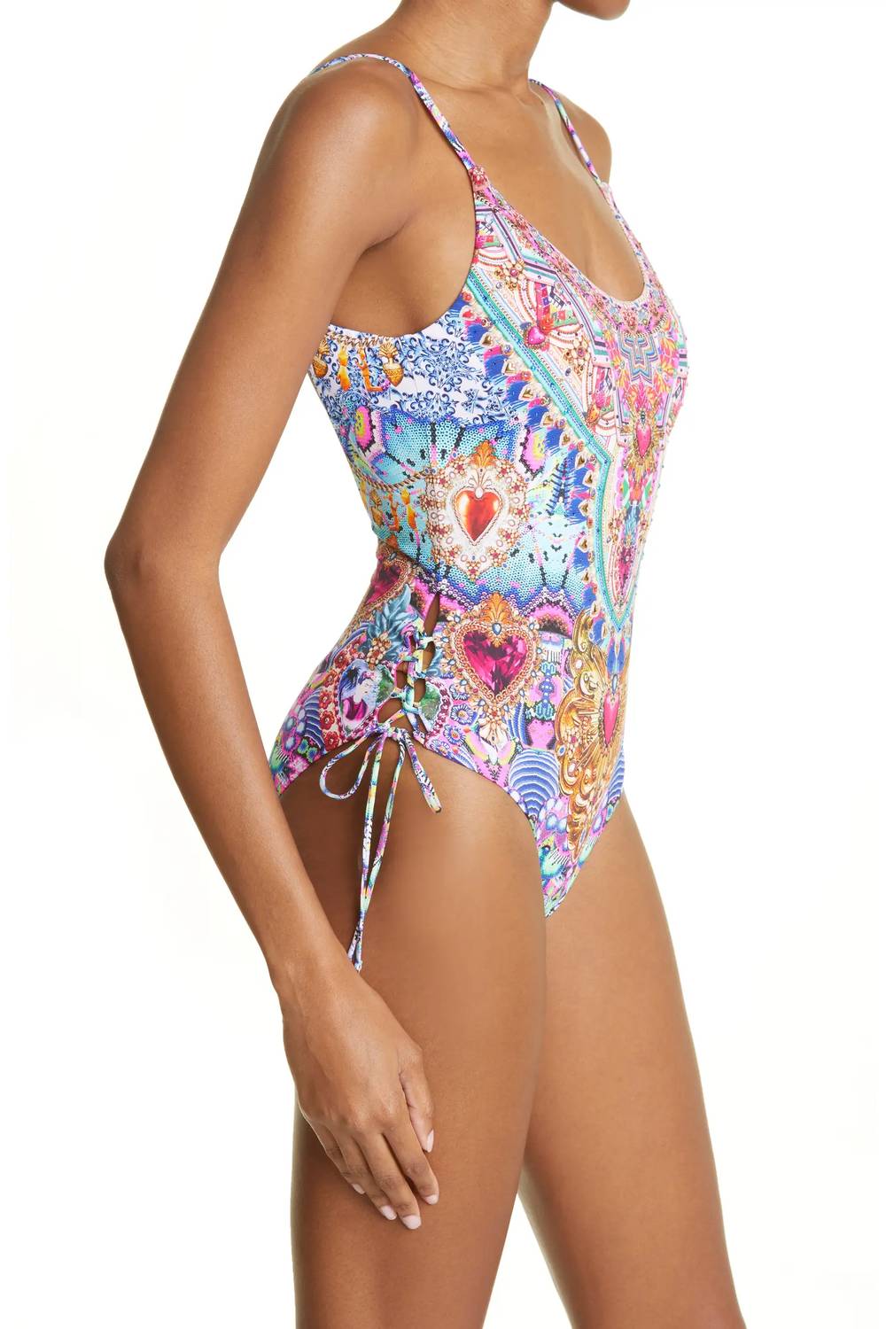 Camilla - Scoop Neck Lace Up Side One Piece