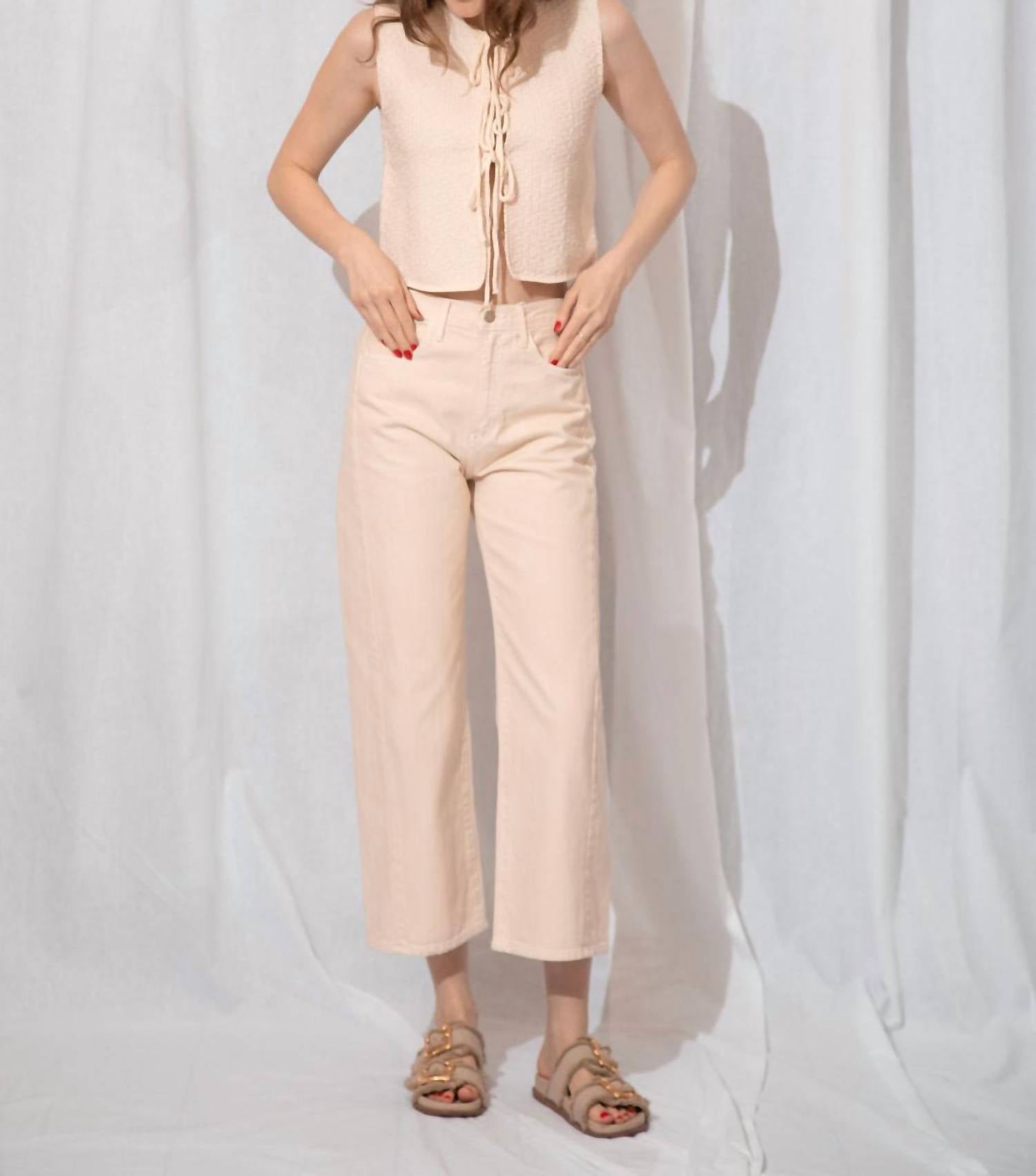 JUST BLACK DENIM Slim Barrel Jean in cream - women's jeans