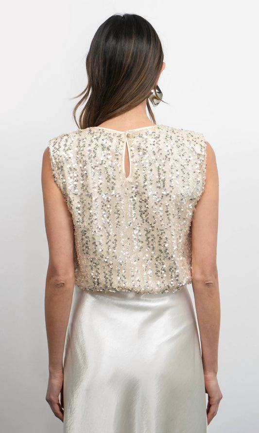 Greylin - Liberty Padded Shoulder Bubble Hem Sequin Top