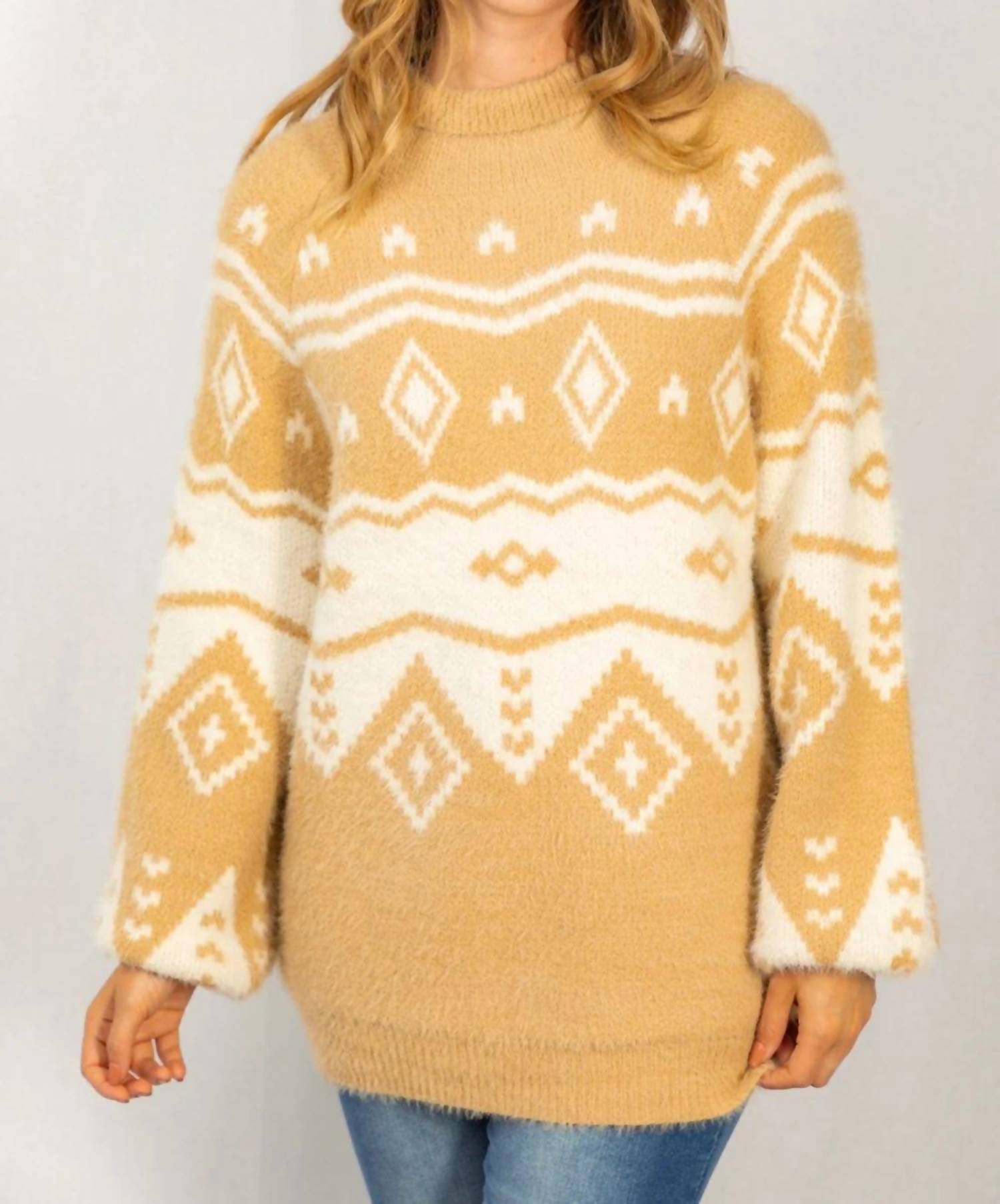 White Birch - Women's Aztec Print Sweater
