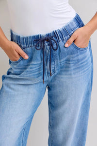 Judy Blue - High Waist Wilhelmina Elastic Waistband Drawstring & Side Panel Denim Jeans