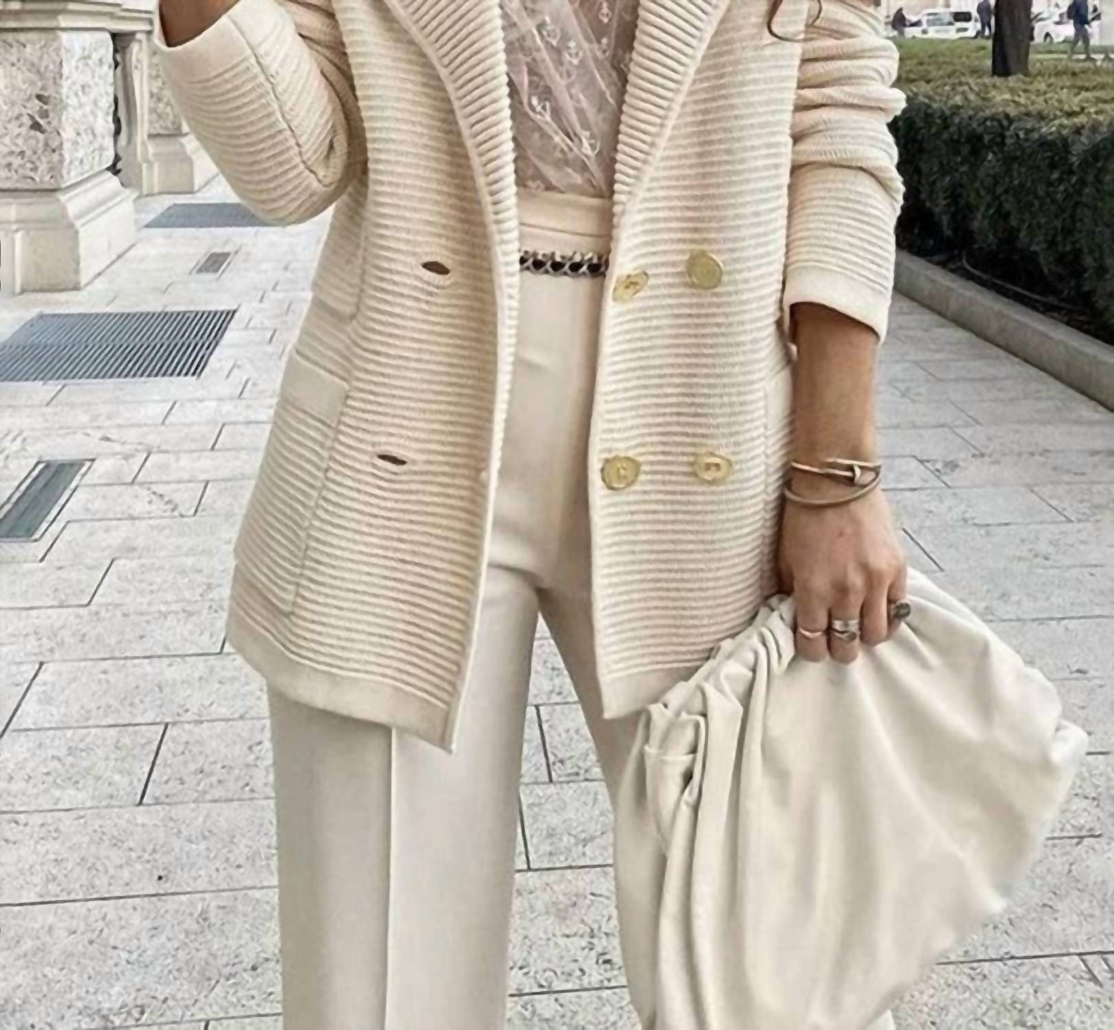 Ninexis - Moira Ribbed Knit Cardigan Blazer