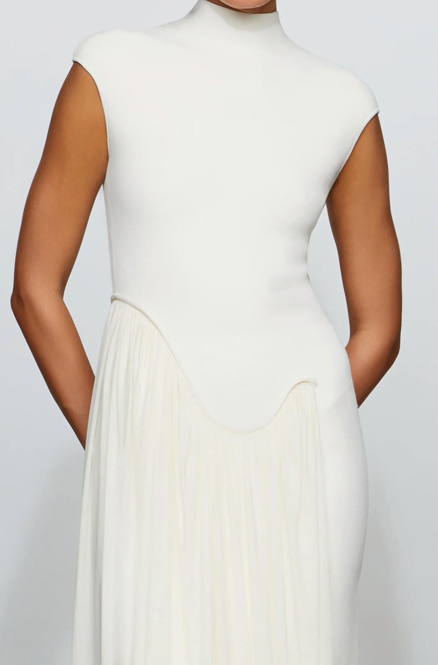 Et Ochs Francis Knit Combo Midi Dress in ivory in ivory - women's dress - view 4