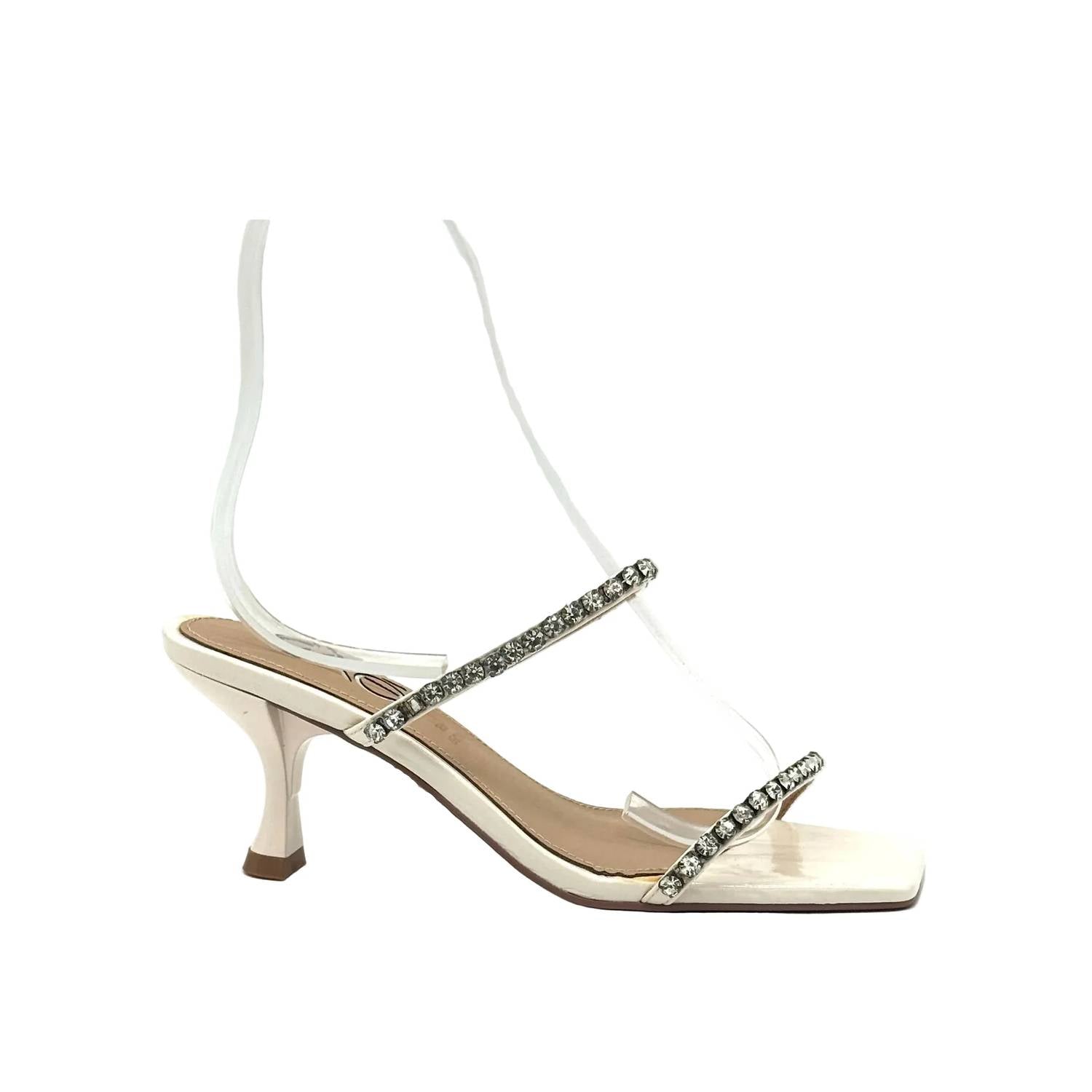 Exe - Women's Rhinestone Double-strap Heeled Sandal