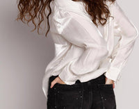 PISTOLA Tilda Long Sleeve Button Up Top in ecru - women's long sleeve top - alternate view