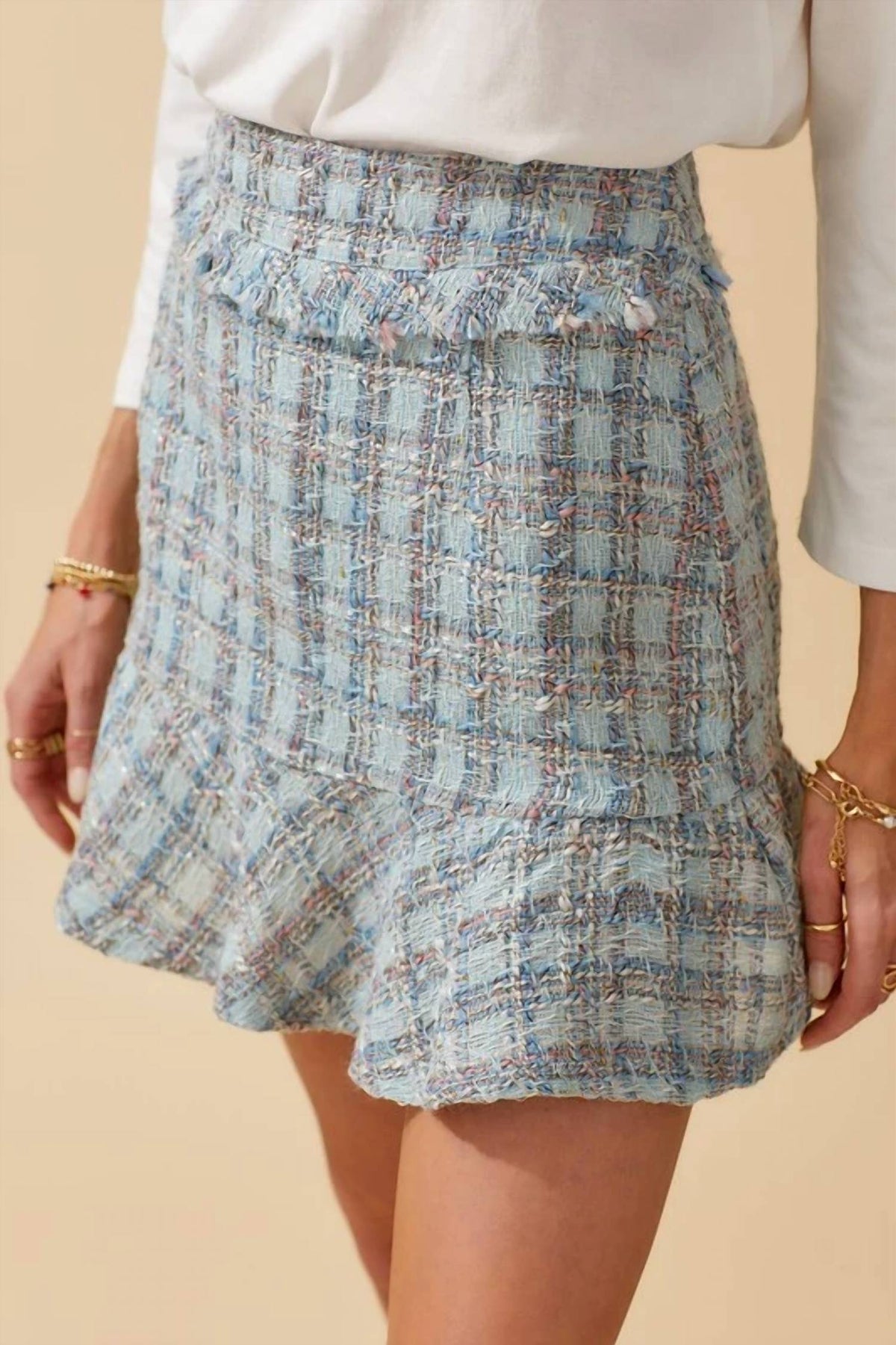 Day + Moon - Tweed Peplum Mini Skirt