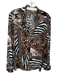 Esqualo - Women Animal Print V-neck Blouse