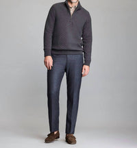 Billy Reid Diamond Quilt Half Zip Sweater in black - men's sweater