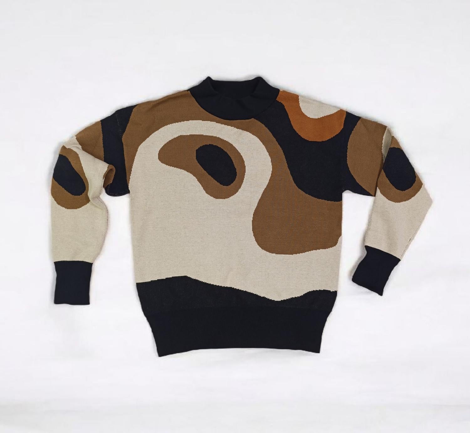 Kathie K - Abstract Knit Turtleneck Sweater
