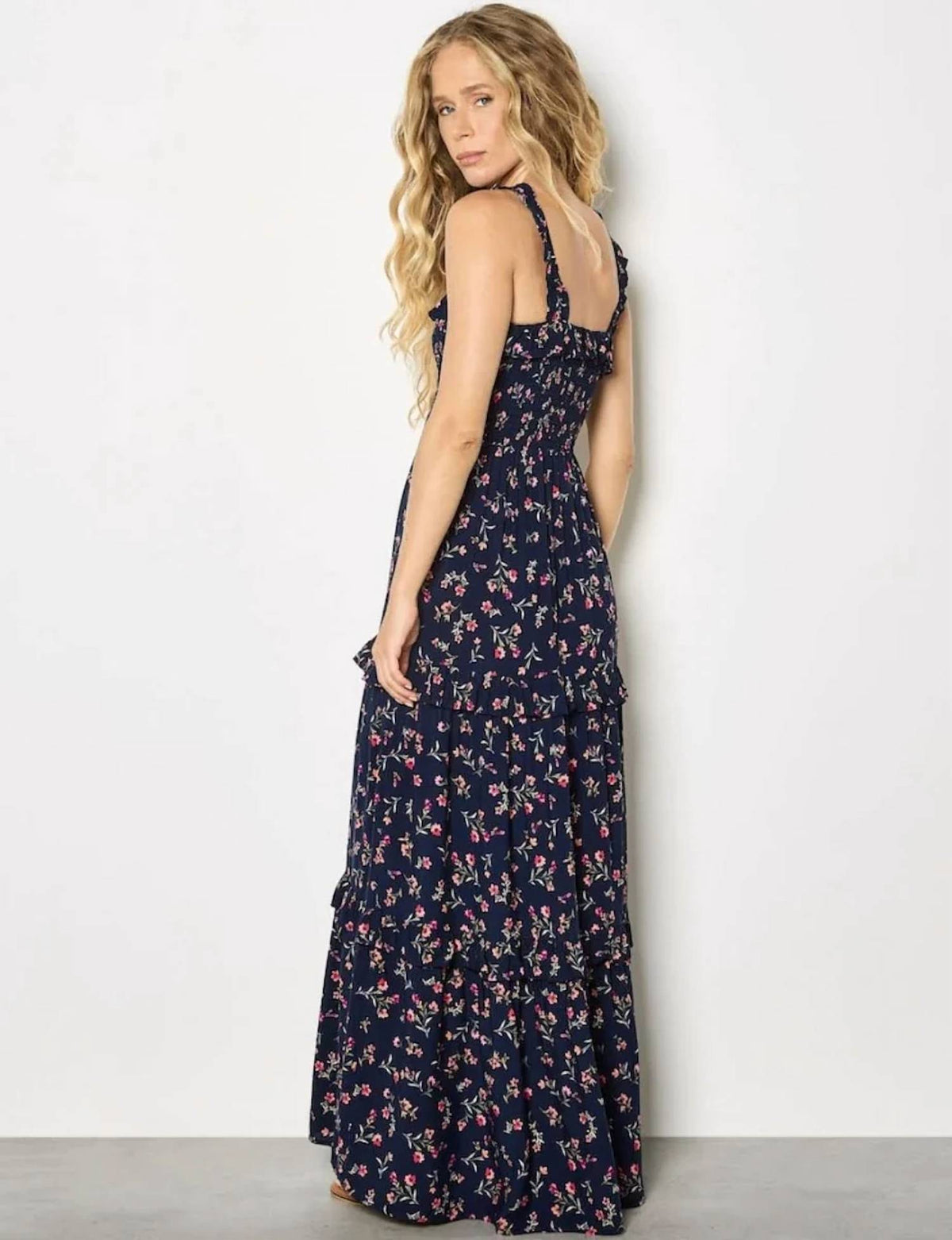 Apricot - Women's Ditsy Floral Smocked Maxi Dress