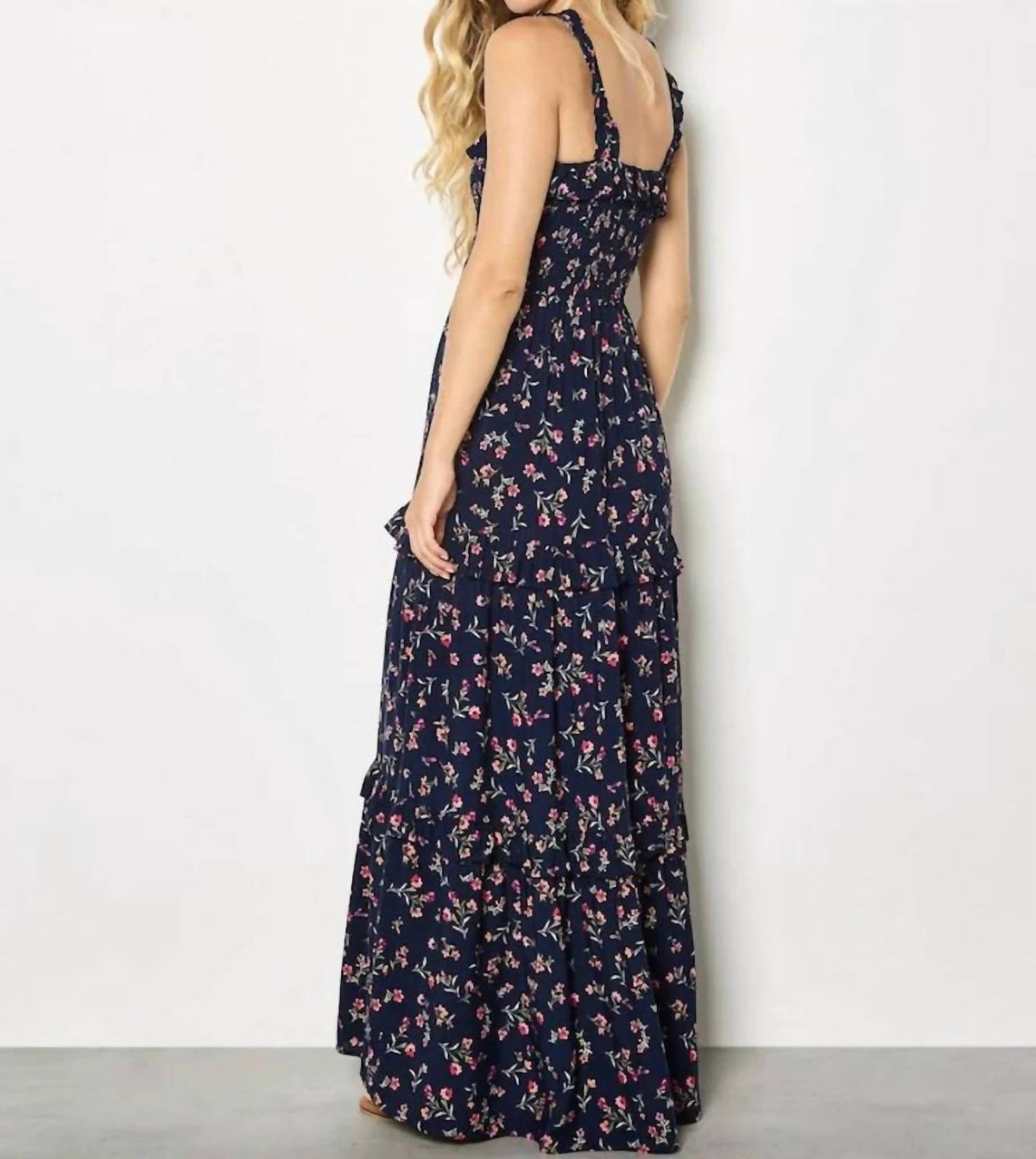 Apricot - Women's Ditsy Floral Smocked Maxi Dress